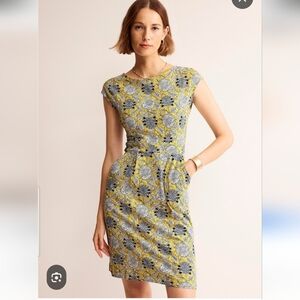 EUC BODEN FLORRIE JERSEY DRESS YELLOW NAVY SZ 6